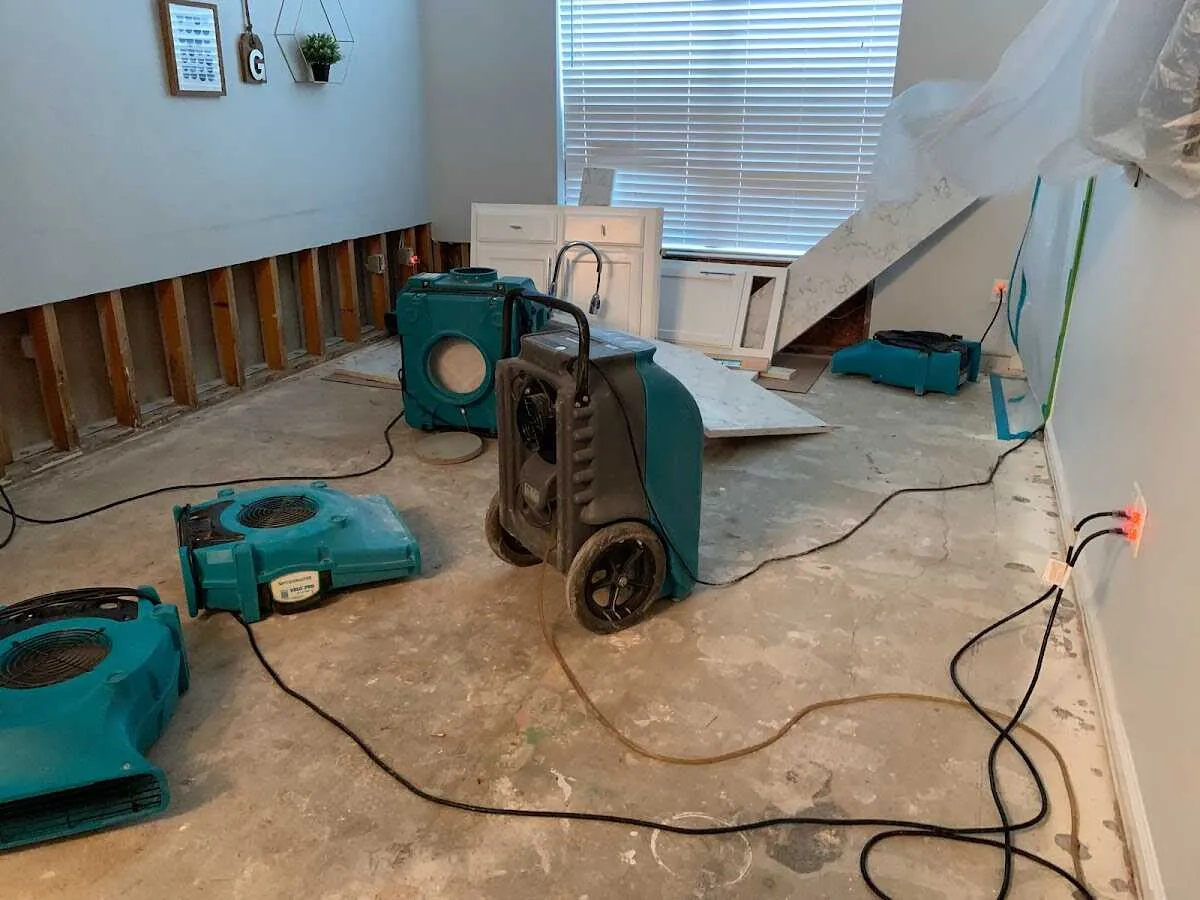 Dehumidifier in flood-cut room for Water Extraction & Removal in Mattapoisett